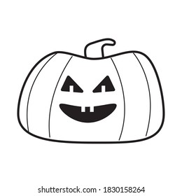 halloween pumpkin with face line style icon vector illustration design