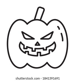 halloween pumpkin face line style icon vector illustration design
