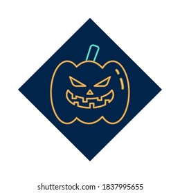 halloween pumpkin face neon style icon vector illustration design