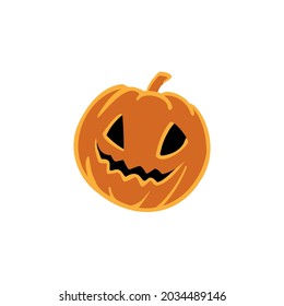 
halloween pumpkin with face on the white background