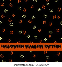 halloween pumpkin face pattern, Vector graphic