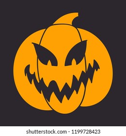 Halloween pumpkin face. Scary face silhouette. Vector illustration. Flat design.