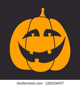 Halloween pumpkin face. Scary face silhouette. Vector illustration. Flat design.