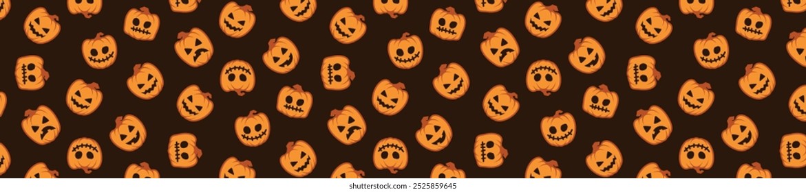 halloween pumpkin face seamless pattern dark color creepy spooky