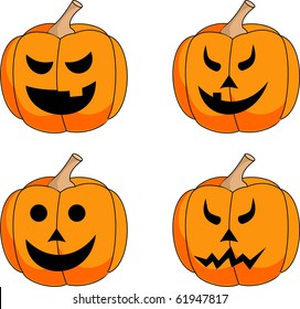 Halloween pumpkin face set