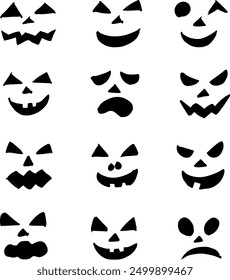 Halloween pumpkin face set : vector