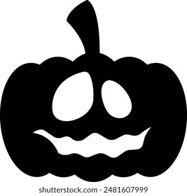 Halloween Pumpkin Face Silhouette Icon - Eerie and Festive Symbol of Spooky Celebrations