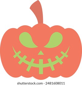 Halloween Pumpkin Face Silhouette Icon - Eerie and Festive Symbol of Spooky Celebrations