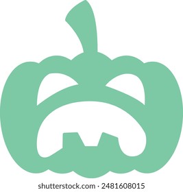 Halloween Pumpkin Face Silhouette Icon - Eerie and Festive Symbol of Spooky Celebrations