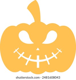 Halloween Pumpkin Face Silhouette Icon - Eerie and Festive Symbol of Spooky Celebrations