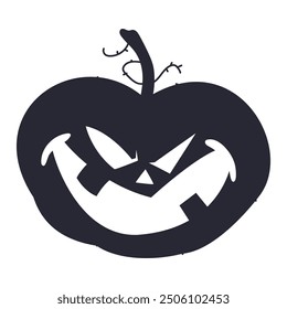 Ilustración de dibujos animados de Vector de silueta de cara de calabaza de Halloween aislada sobre un fondo blanco.