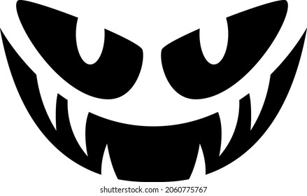 Halloween pumpkin face. Spooky evil scary smile.