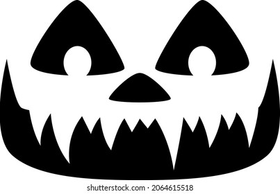 Halloween pumpkin face. Spooky sharp teeth. Scary symbol