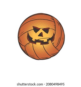 halloween pumpkin face volleyball ball, sports item