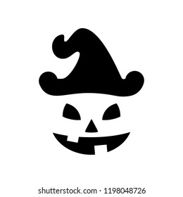 Halloween pumpkin faces icons set. Scary faces isolated on white background. Template for Halloween greeting card poster, brochure or flyer. Vector illustration