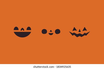 Halloween pumpkin faces icons set. Cartoon cute illustrations.
