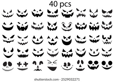 Conjunto de caras de calabaza de Halloween
Ilustración vectorial de cara de fantasma
Conjunto de cara de calabaza