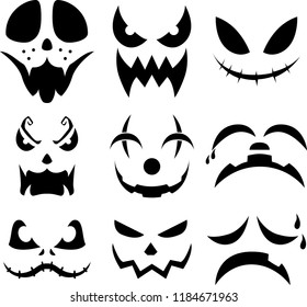 Scary Funny Faces Halloween Pumpkin Ghost Stock Vector (Royalty Free ...