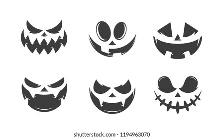 Halloween Pumpkin Faces Vector Illustration