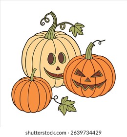 Halloween Pumpkin Faces vector Illustration