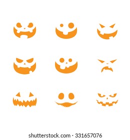 halloween pumpkin faces vector illustration