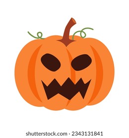 Halloween pumpkin with facial expression . Vector .