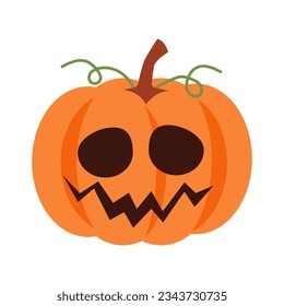 Halloween pumpkin with facial expression . Vector .