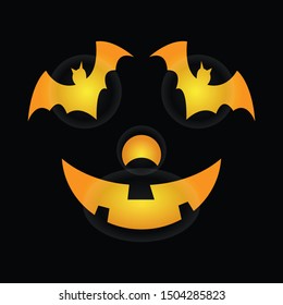 Halloween pumpkin facial expressions on a black background. Vector Illustration. Eps 10