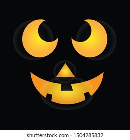 Halloween pumpkin facial expressions on a black background. Vector Illustration. Eps 10