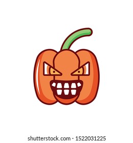 halloween pumpkin with fear face on white background vector illustration design