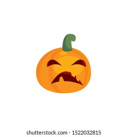 halloween pumpkin with fear face on white background vector illustration design