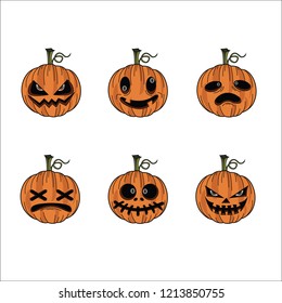 Halloween pumpkin feeling faces 