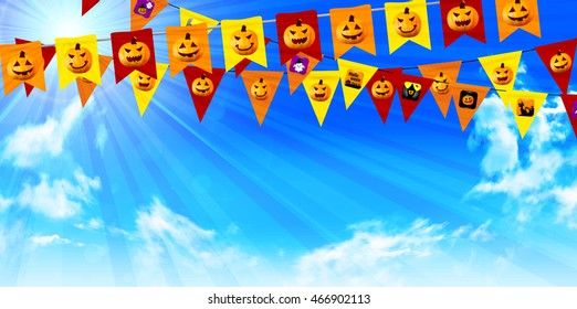 Halloween pumpkin flag background