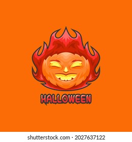 Halloween pumpkin with flame concept design vector