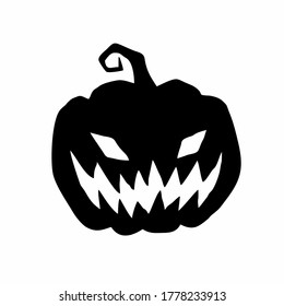 Halloween pumpkin flat clipart, vector stock illustration. Hand drawn black silhouete for decor, card, cutting, logo or t shirt design.