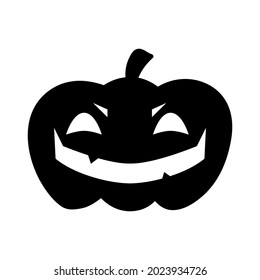 Halloween pumpkin flat clipart, vector stock illustration. Hand drawn black silhouete for decor, card, cutting, logo or t shirt design.