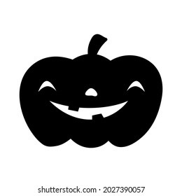 Halloween pumpkin flat clipart, vector stock illustration. Hand drawn black silhouete for decor