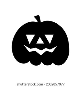 Halloween pumpkin flat clipart, vector stock illustration. Hand drawn black silhouete for decor