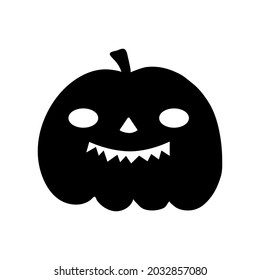 Halloween pumpkin flat clipart, vector stock illustration. Hand drawn black silhouete for decor