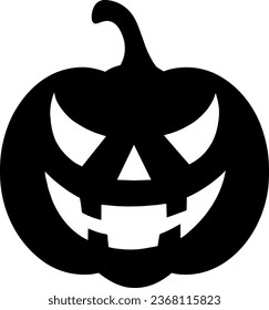 Halloween pumpkin flat clipart, vector stock illustration. Hand drawn black silhouete for decor, card, cutting, logo or t shirt design.