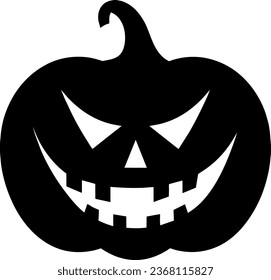 Halloween pumpkin flat clipart, vector stock illustration. Hand drawn black silhouete for decor, card, cutting, logo or t shirt design.