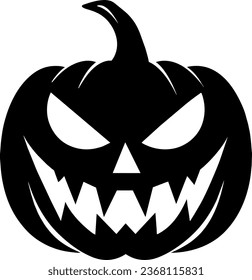 Halloween pumpkin flat clipart, vector stock illustration. Hand drawn black silhouete for decor, card, cutting, logo or t shirt design.