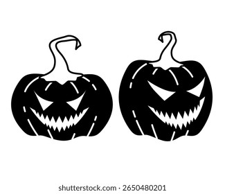 Elemento plano de abóbora de Halloween. Feliz Halloween ilustração vetorial em cor preta, conjunto de ícones.
