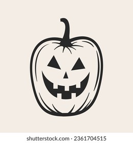 Halloween pumpkin flat icon, black and white
