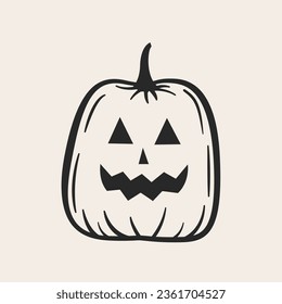 Icono plano de calabaza de Halloween, blanco y negro