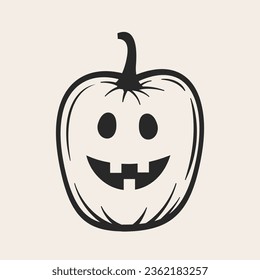 Icono plano de calabaza de Halloween, blanco y negro