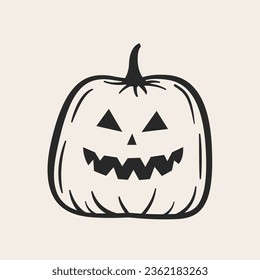 Halloween pumpkin flat icon, black and white
