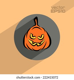Halloween pumpkin flat icon, vector illustration 4 your design, eps10 3 layers