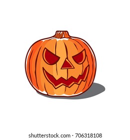 halloween pumpkin flat icon, vector illustration