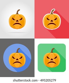 halloween pumpkin flat icons vector illustration isolated on background